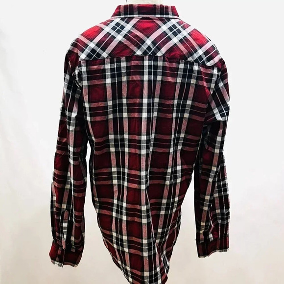 NWT EIGHTY EIGHT Men Long Sleeve Button Down Red White Plaid Dress Shirt Size L - Picture 3 of 9